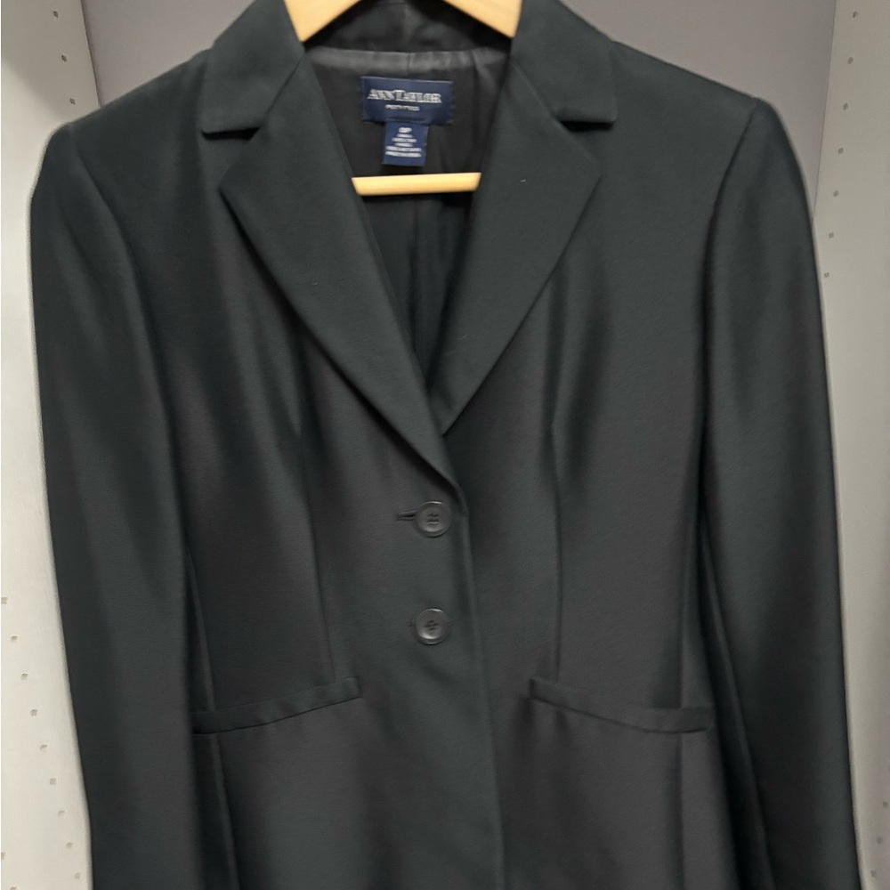 Ann Taylor Black Silk Blazer Classic Suit Jacket